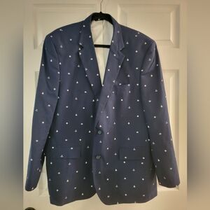 Men's Classic Croft & Barrow Navy Blazer with Nautical Pattern. 46 Regular